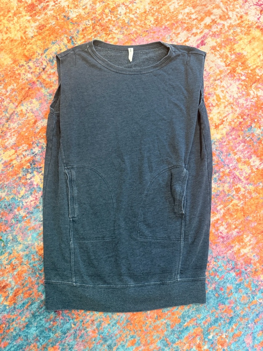 Daily Practice Washed Black Pocket Sweatshirt Women’s Small Minimalist Tunic